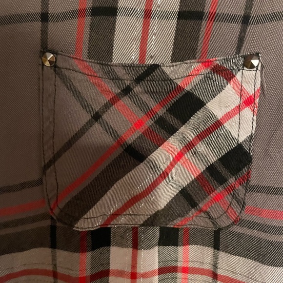 Rock and Republic Red, Black and Gray plaid shirt. - Picture 2 of 2